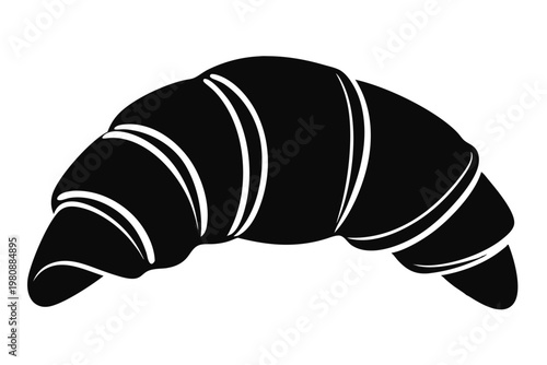 croissant silhouette line art vector illustration