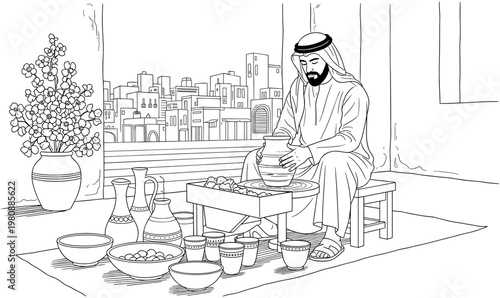 Taj Mahal Monument In Agra India Famous Landmark Architecture With Garden Trees And Minarets Vintage Vector Illustration Isolated On White