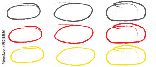 abstract hand drawn doodle black, red, yellow circle sketch design.