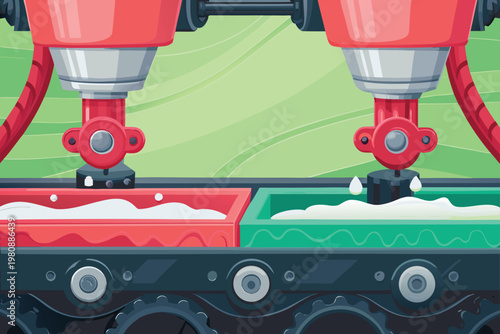 Cake Mold Filling Station Scene Vector Illustrati