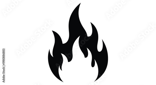 Abstract depiction of a flame in stark contrast appearing as a silhouette