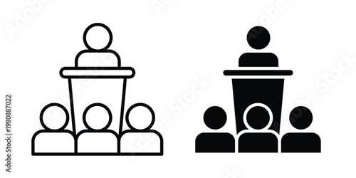 Training lecture icon set vector symbol in black filled and stroke style
