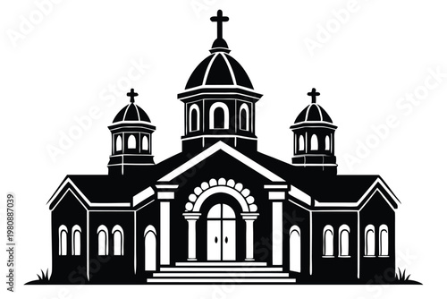 church silhouette line art vector illustration