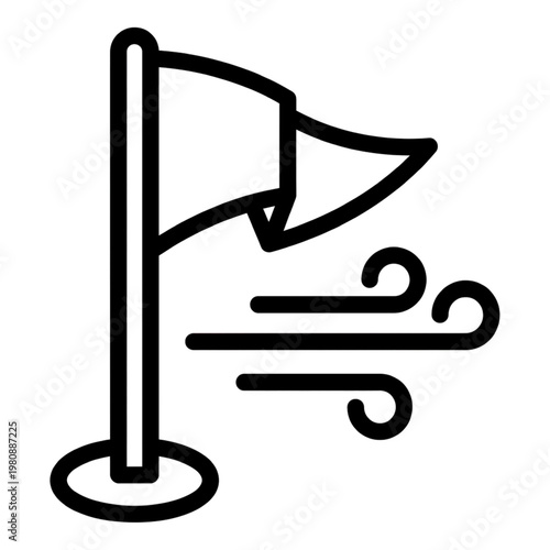 Black line icon windy weather flag.
