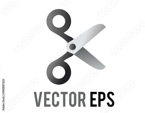 Simple graphic illustration of open scissors icon with a gradient effect