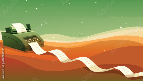 Cash Register Busy Scene Vector Illustration of c