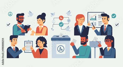 Diverse people destroying invalid papers in a recycling bin