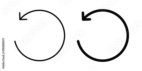 Undo icon set vector symbol in black filled and stroke style
