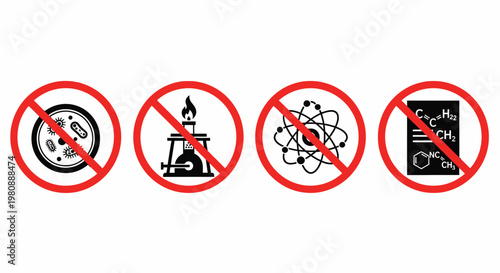 Free Download No Science Lab Prohibited Bacteria Atom Bunsen Burner Chemistry Vector Icons
 - GFXLoad