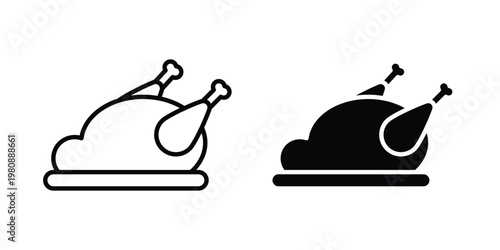 Turkey icon set vector symbol in black filled and stroke style