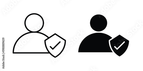 User Privacy icon set vector symbol in black filled and stroke style