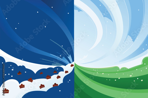 Quadro su tela Chocolate Cake Assembly Scene Vector Illustration