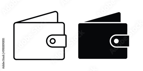 Wallet icon set vector symbol in black filled and stroke style