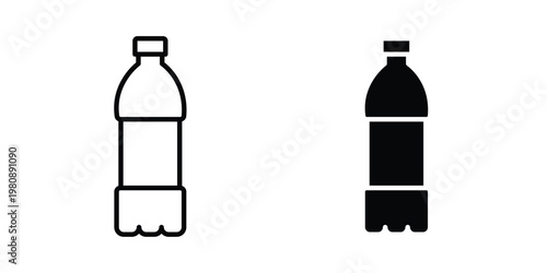 Water bottle icon set vector symbol in black filled and stroke style