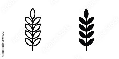 Wheat icon set vector symbol in black filled and stroke style
