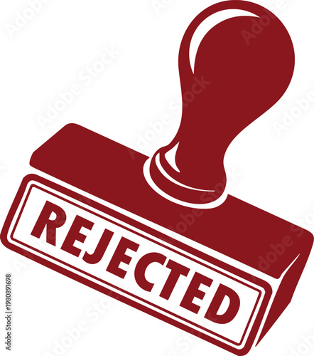 Red rubber stamp with the word REJECTED symbolizing denial or disapproval isolated on a white background for graphic design