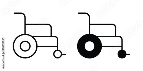 Wheelchair icon set vector symbol in black filled and stroke style