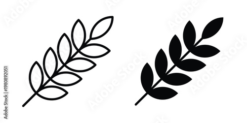 Wheat icon set vector symbol in black filled and stroke style