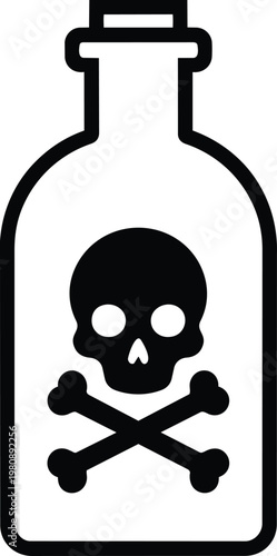 Poison bottle icon with skull and crossbones