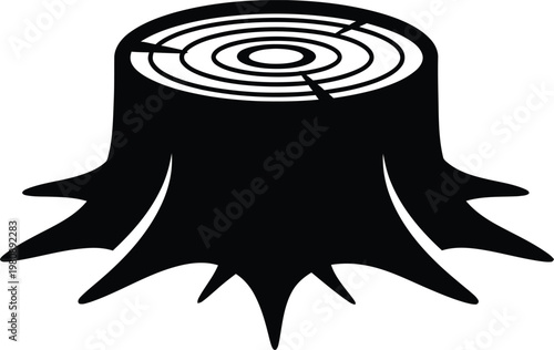 Black silhouette of a tree stump with visible rings and roots tree stump silhouette wood