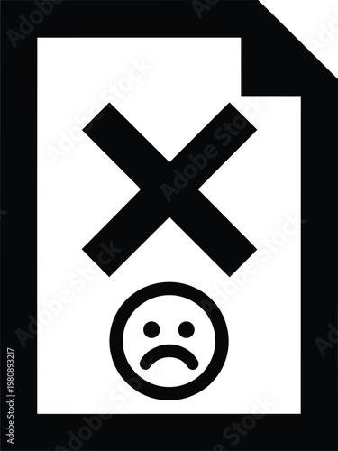 Icon of a document with a cross and a sad face