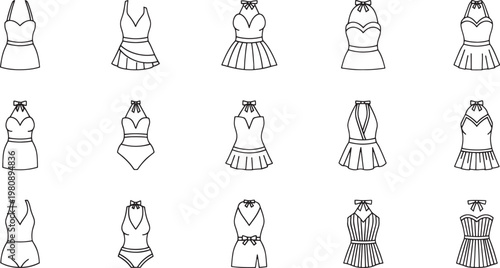 Black and white of diverse women in various dresses and poses fashion