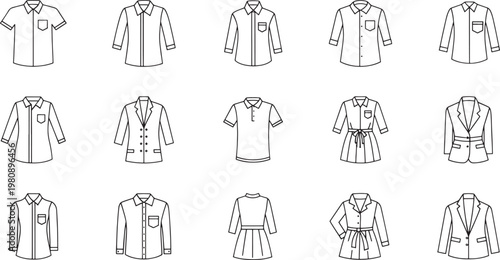 Black and white of women wearing various dresses and tops fashion 1