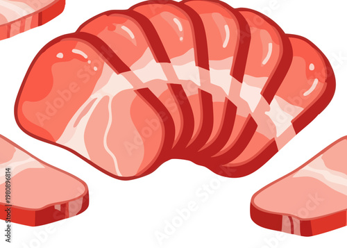 Sliced raw meat on a white background.