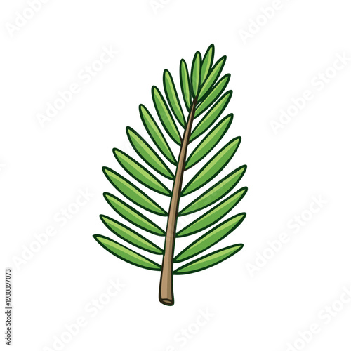 Green frond with a woody stem, stylized illustration
