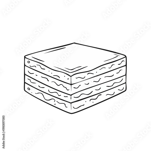 Hand Drawn Illustration of Layered Wafer Cookies Stacked Neatly