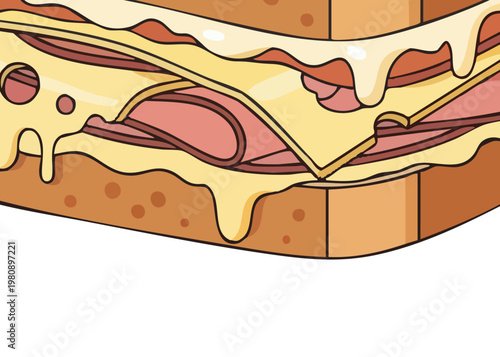 A delicious ham and cheese sandwich.