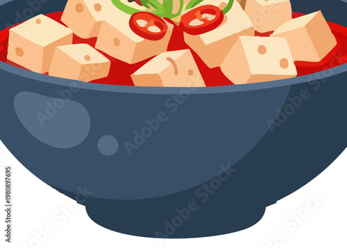 A bowl of spicy tofu soup.