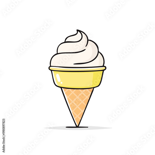 Simple Creamy Swirl Ice Cream Cone Dessert Food Icon