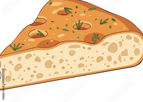 Delicious slice of pizza with herbs.