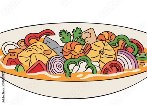 A plate of mixed vegetables and food.