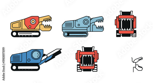 Jaw Crusher Line art vector creative colorful abstract