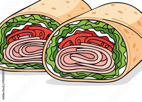 Delicious turkey and vegetable wraps.