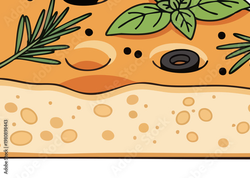 Delicious flatbread with herbs and olives.