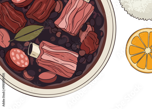 Delicious food ingredients on white background.