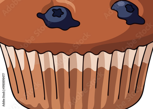 A chocolate muffin with blueberries on top.