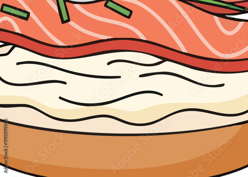 Delicious smoked salmon on a bagel.