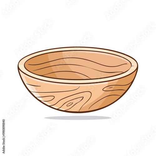 Simple wooden bowl with visible wood grain texture and a clean outline