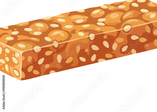 A delicious looking orange nutty candy bar.