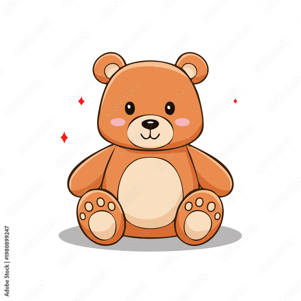 Obraz premium Cute brown teddy bear sitting with sparkly accents