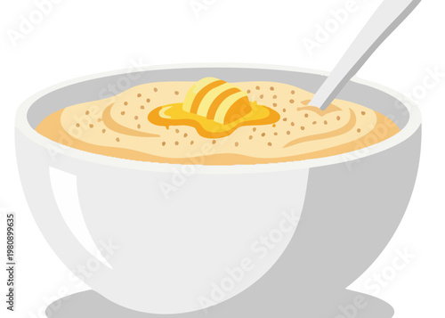 a bowl of oatmeal with honey.