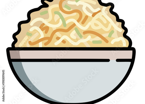 A bowl of noodles with vegetables.