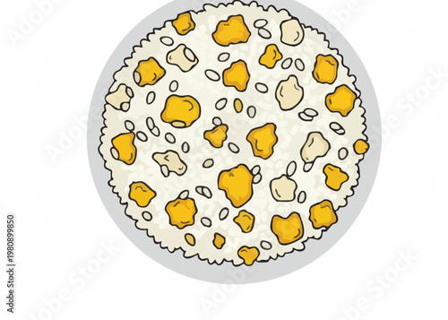 A delicious illustration of a cheesy pizza.