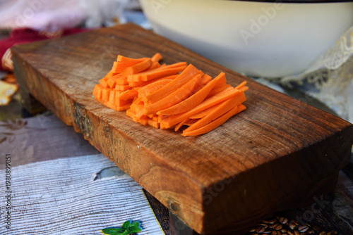 Carrot for uzbek plov. Bukhara, Uzbekistan
