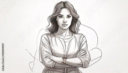 Young woman with arms crossed looking annoyed.