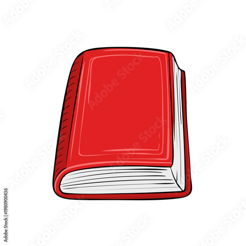 Closed Hardcover Book with Red Cover and White Pages Isolated